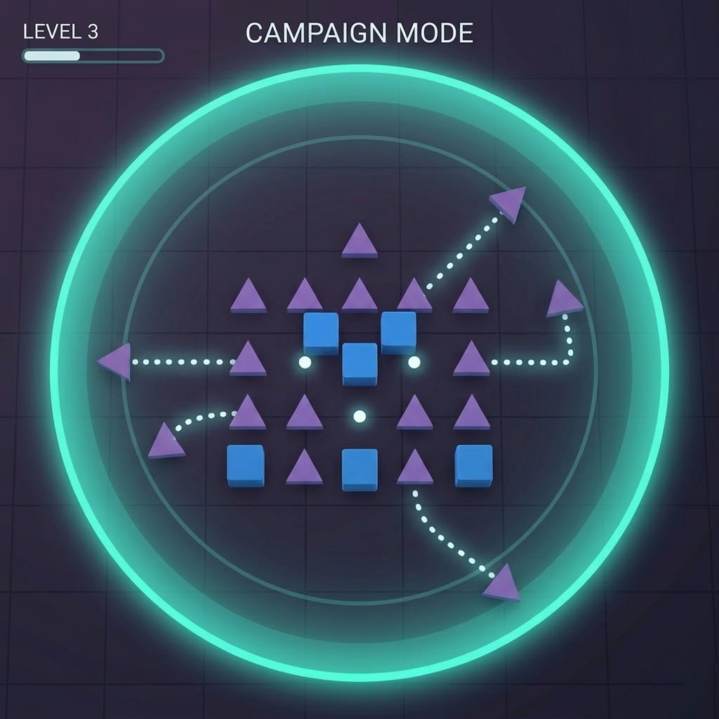 Classic mode — Move a circular range across the board